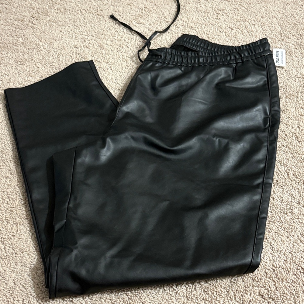 Old Navy Women’s Black Vegan Leather Joggers